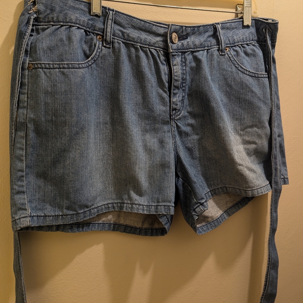 Gap Tie Belt Denim Medium Blue Jean Shorts High Rise Retro- 14 - Picture 4 of 13